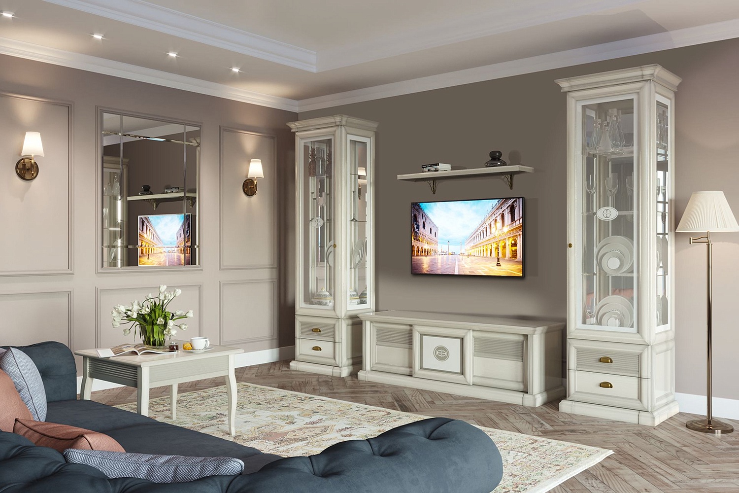 Тумбы под телевизор - изображение №5 "Тумба Изотта под телевизор с раздвижными дверцами"  на www.Angstrem-mebel.ru